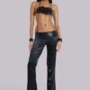 Nivi Chainmail Satin Trousers in Black