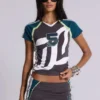 No. 5 Lace Up Football Baby Tee