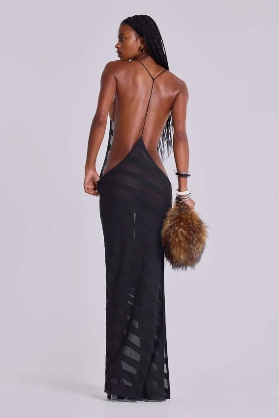 Noir Knit Maxi Dress in Black
