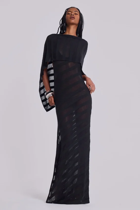 Noir Knit Maxi Dress in Black