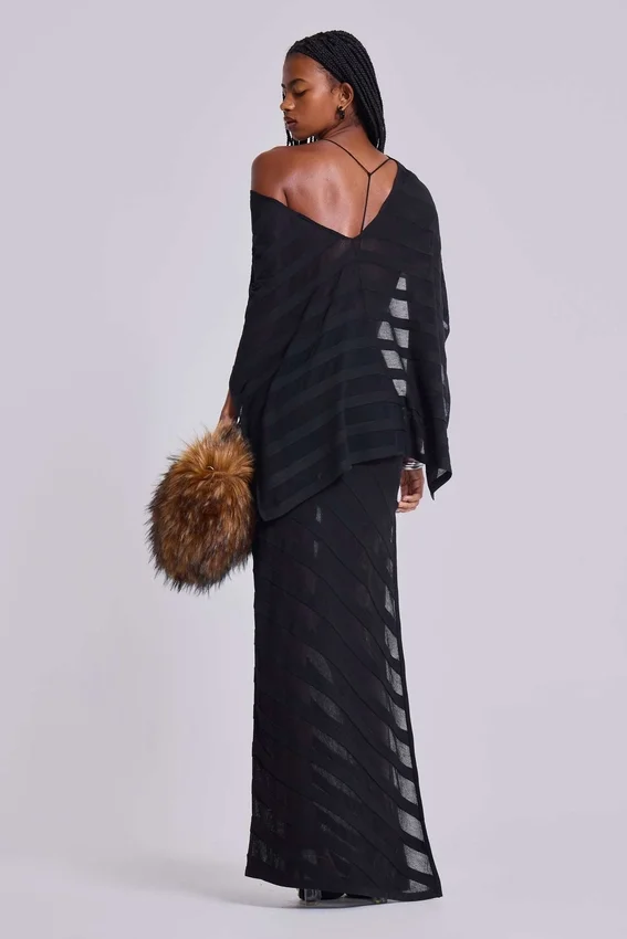 Noir Knit Maxi Dress in Black