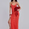 Noir Knit Maxi Dress in Coral