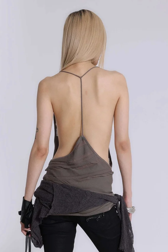Noir Knit Mini Dress in Truffle