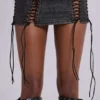 Odile Black Faux Leather Lace Up Mini Dress