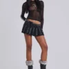 Onyx Studded Pleated Skirt