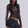 Onyx Studded Pleated Skirt