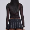 Onyx Studded Pleated Skirt