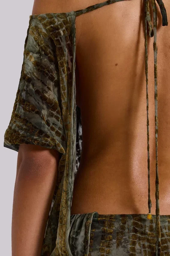 Ophidian Devore Backless Mini Dress in Croc