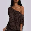 Ophidian Devore Backless Mini Dress in Zebra