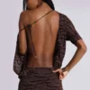 Ophidian Devore Backless Mini Dress in Zebra