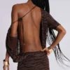 Ophidian Devore Backless Mini Dress in Zebra