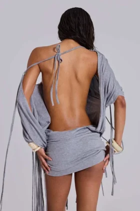 Ophidian Fringe Jersey Mini Dress