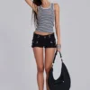 Oriel Eyelet Cargo Mini Shorts in Black