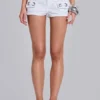 Oriel Eyelet Cargo Mini Shorts in White