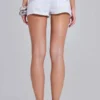 Oriel Eyelet Cargo Mini Shorts in White