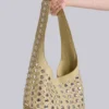 Osmium Studded Leather Bag in Cream
