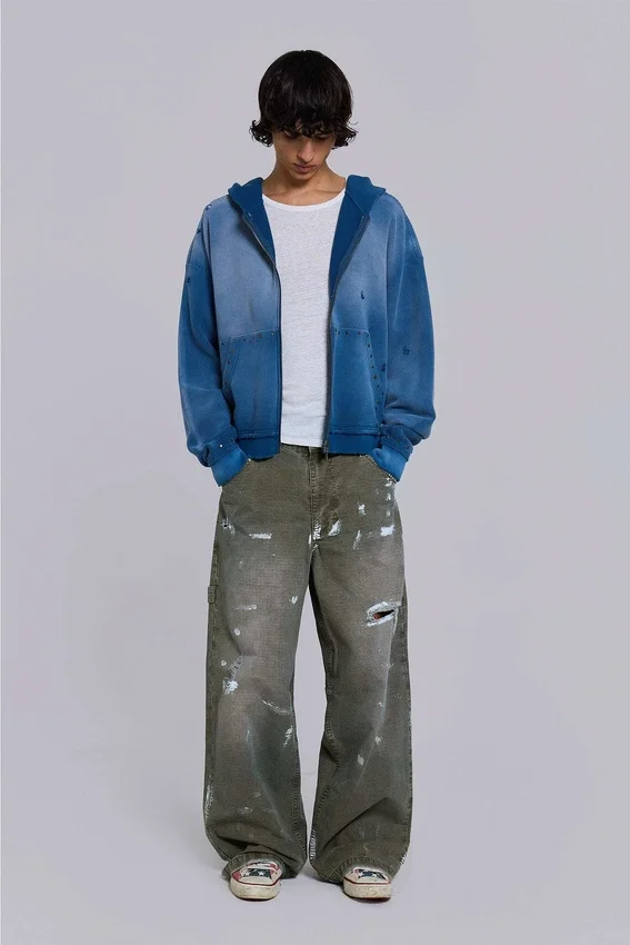 Painted Khaki Ripstop Carpenter Jeans