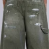 Painted Khaki Ripstop Carpenter Jeans
