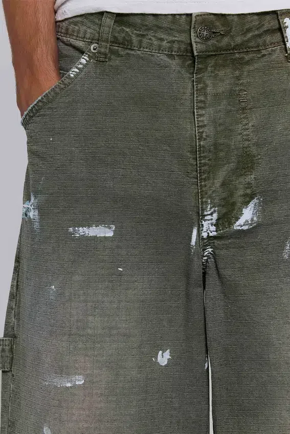 Painted Khaki Ripstop Carpenter Jeans