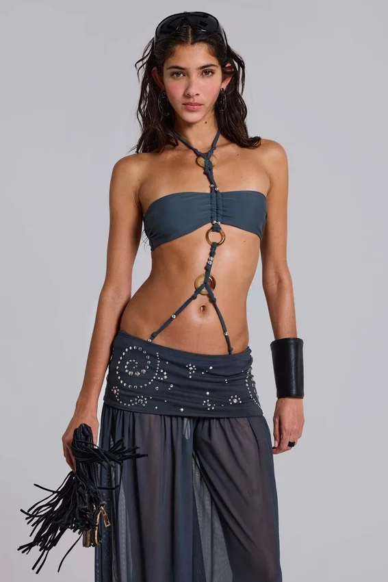 Pelagia Foldover Studded Balloon Trousers