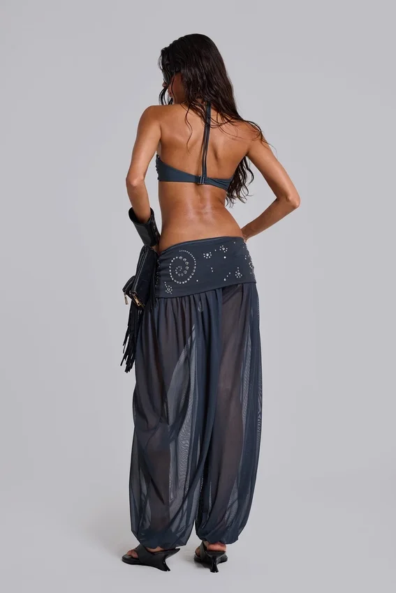 Pelagia Foldover Studded Balloon Trousers