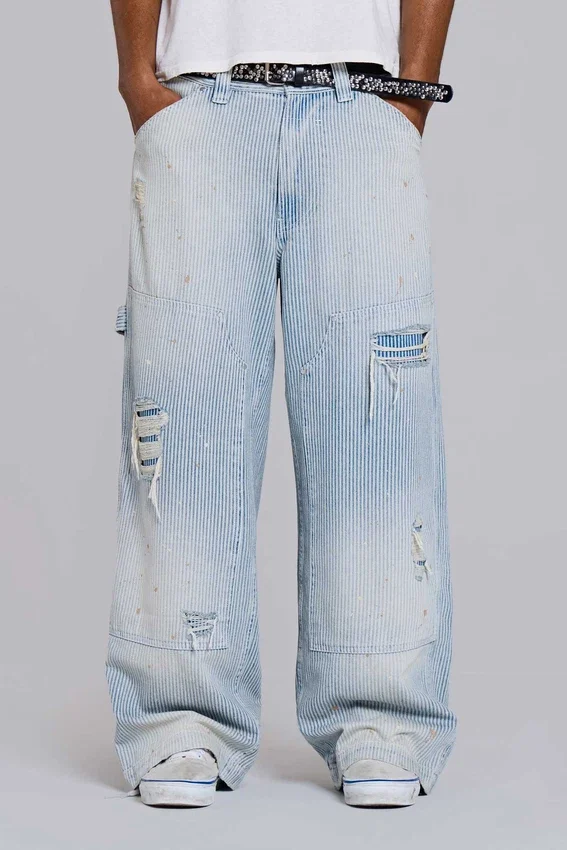Pinstripe Double Knee Carpenter Jeans