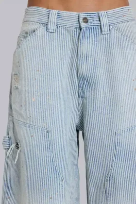 Pinstripe Double Knee Carpenter Jorts
