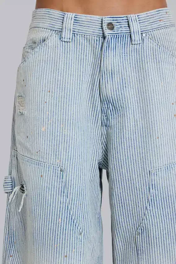 Pinstripe Double Knee Carpenter Jorts