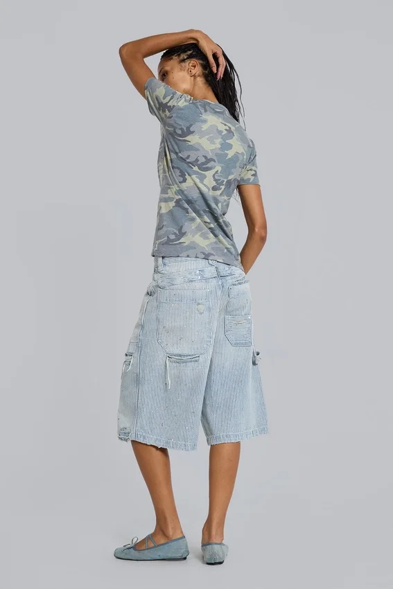 Pinstripe Double Knee Carpenter Jorts