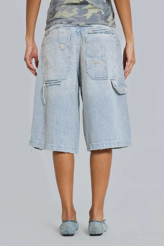Pinstripe Double Knee Carpenter Jorts
