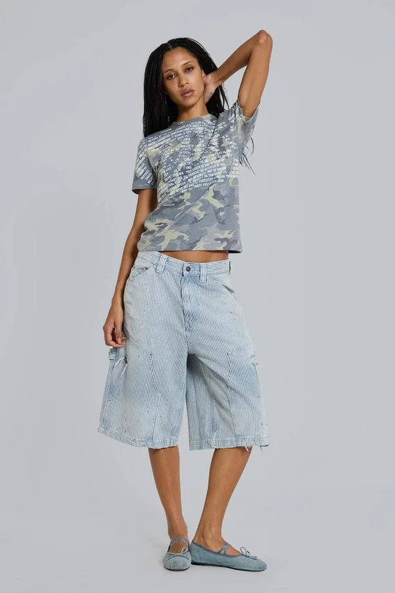 Pinstripe Double Knee Carpenter Jorts