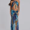 Quartz Halter Maxi Dress with Crystals