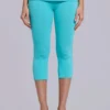 Quinn Studded Jersey Capri in Turquoise