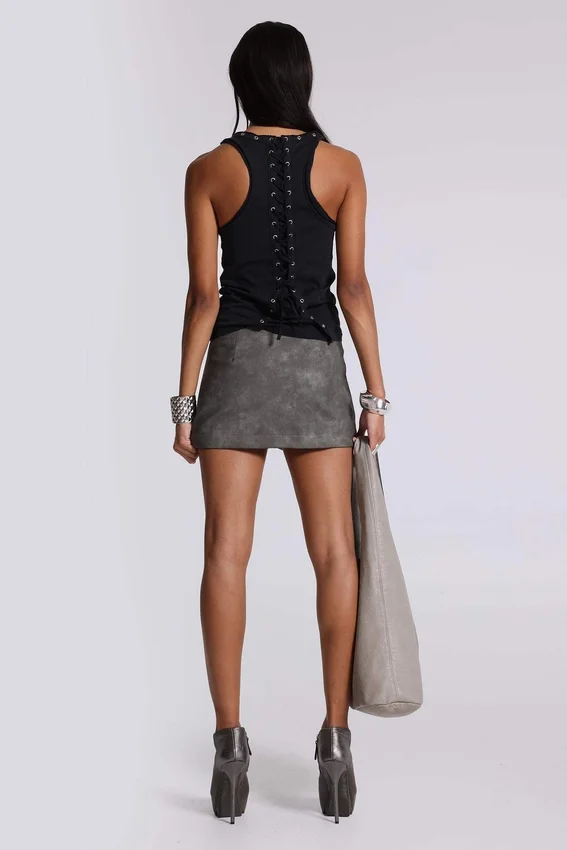 Ramona Burnout Vest Top in Black