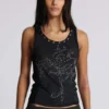 Ramona Burnout Vest Top in Black