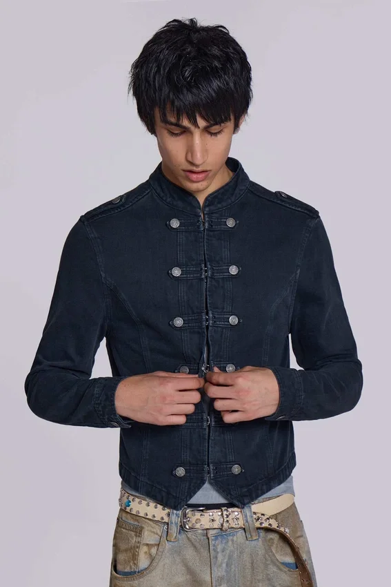 Rebel Military Jacket in Washed Black