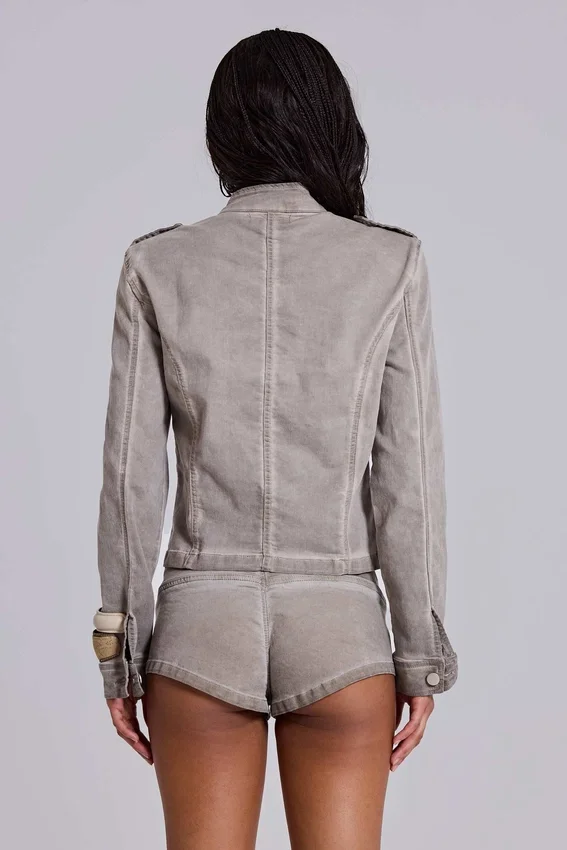 Rebel Military Mini Shorts in Clay