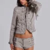 Rebel Military Mini Shorts in Clay