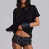 Rebel Military PU Leather Mini Shorts