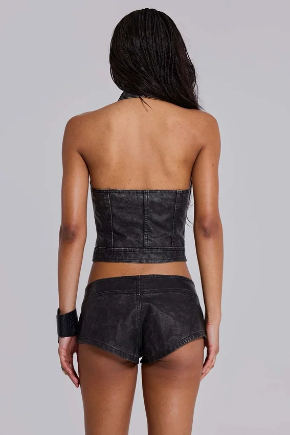 Rebel Military PU Leather Top