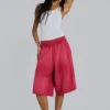 Red Sport Stripe Monster Jogger Shorts