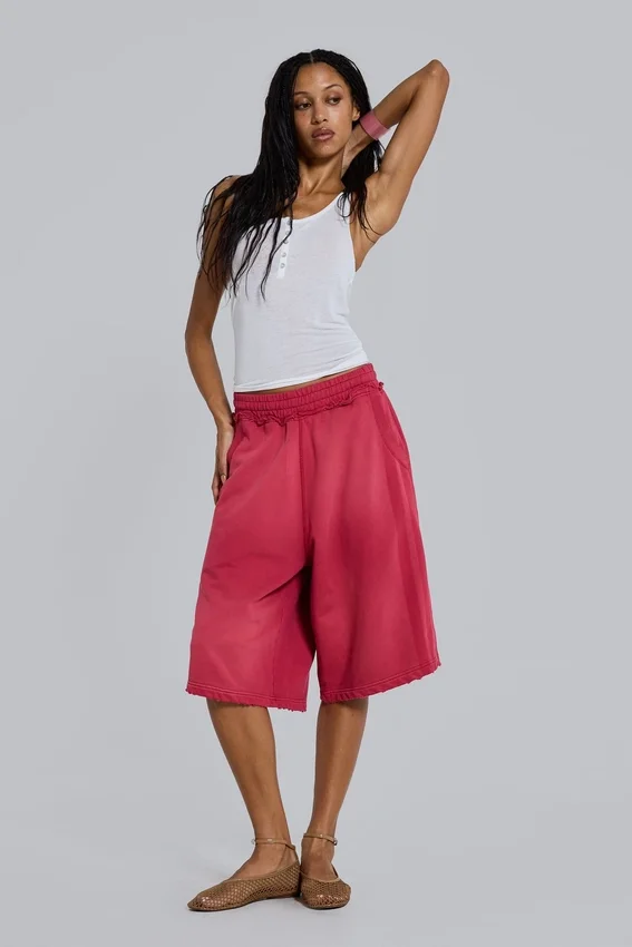Red Sport Stripe Monster Jogger Shorts