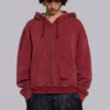 Red Sun Faded Waffle Lined Zip Hoodie