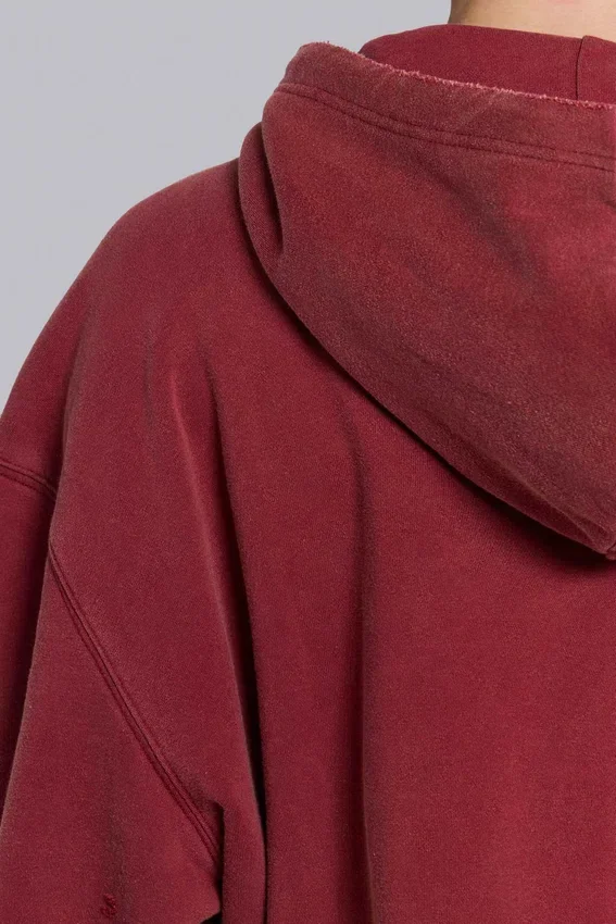 Red Sun Faded Waffle Lined Zip Hoodie