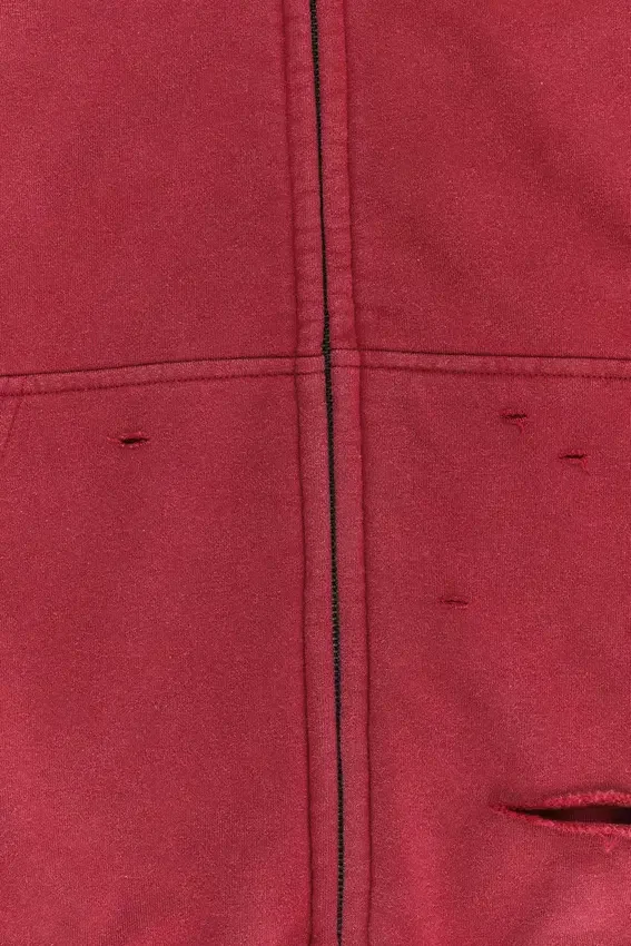 Red Sun Faded Waffle Lined Zip Hoodie