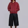 Red Sun Faded Waffle Lined Zip Hoodie