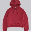 Red Sun Faded Waffle Lined Zip Hoodie