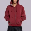 Red Sun Faded Waffle Lined Zip Hoodie
