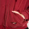 Red Sun Faded Waffle Lined Zip Hoodie