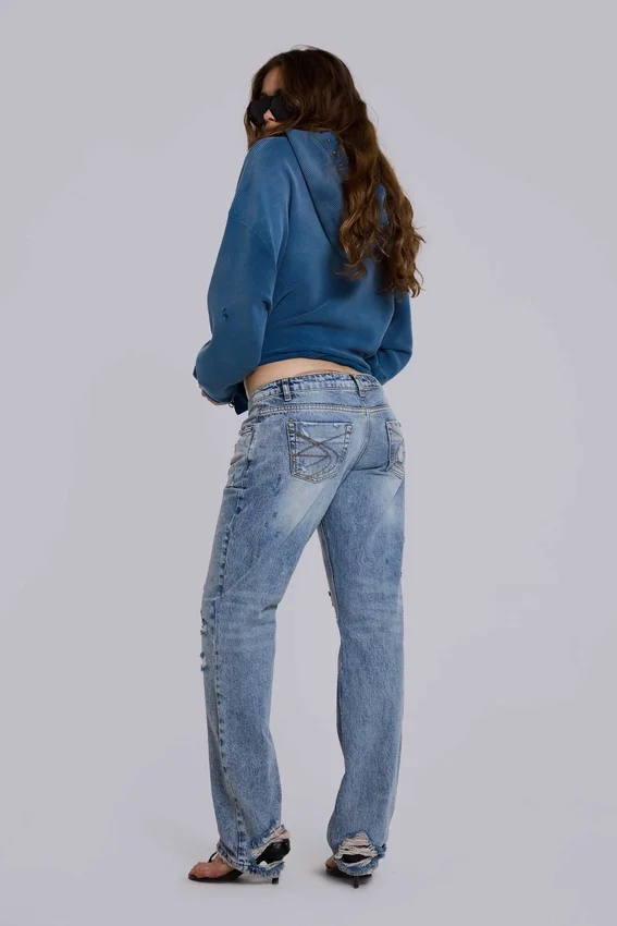 Rider Low Rise Straight Leg Jeans in Light Wash